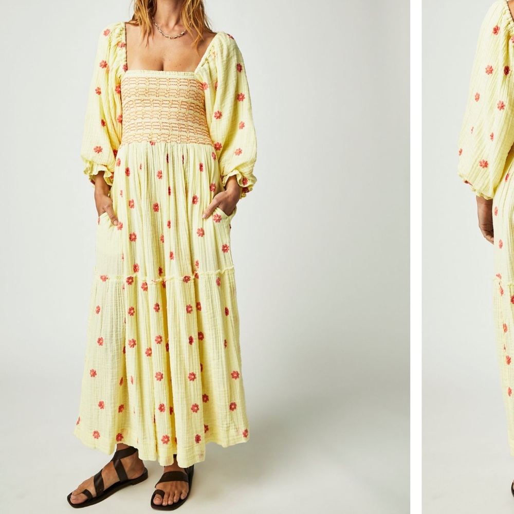 NWT Free People Dahlia Embroidered Maxi Dress, XS